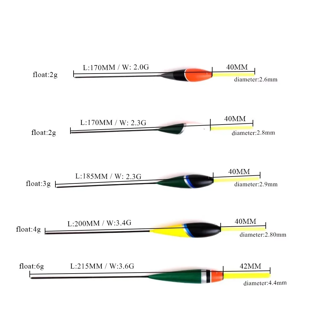 FTK 10PCS Barguzinsky Fir Fishing Floats Light Stick Bobber Mixed Size 2G-6G Vertical Floats Buoy Carp Fishing Accessories