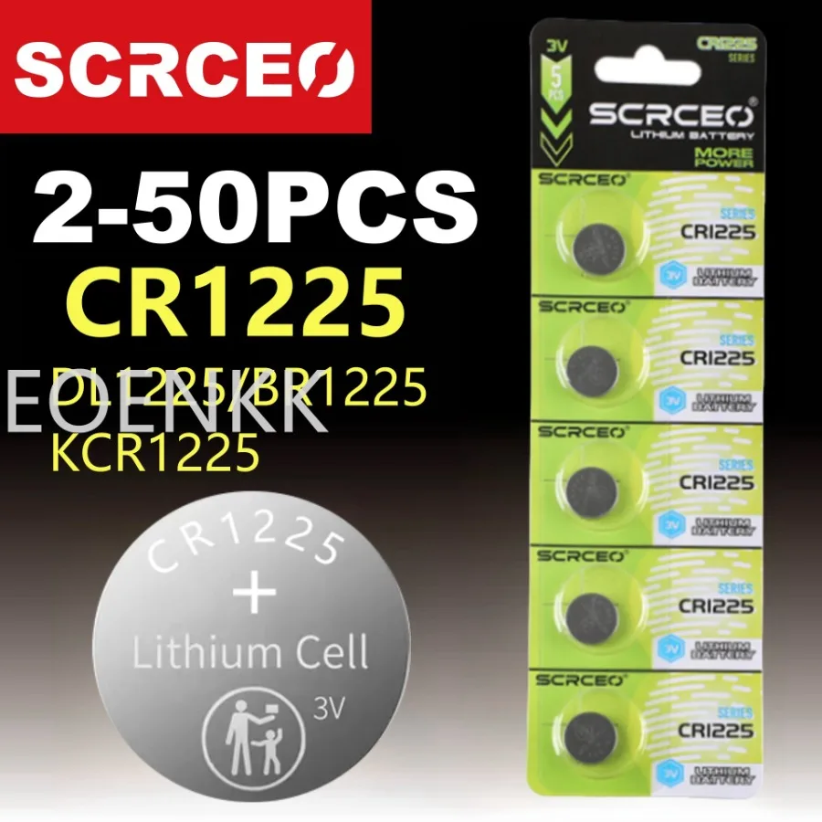 แบตเตอรี่ลิเธียม3V CR1225 2-50ชิ้นเข้ากันได้กับ CR 1225แบตเตอรี่ ECR1225 KL1225 BR1225สำหรับเครื่องคิดเลขนาฬิกากุญแจรถ