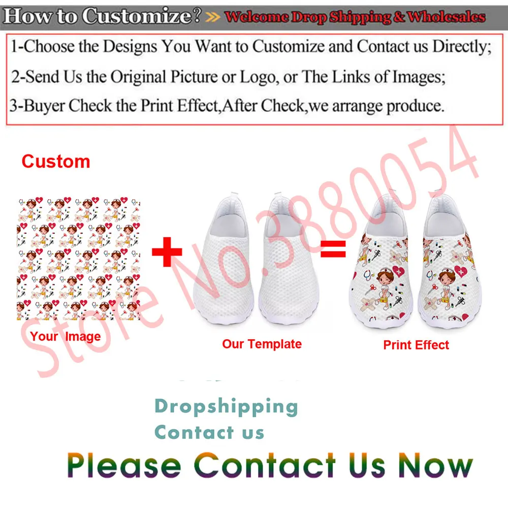 Cute Cartoon Nursing Doctor Surgery Printed Woman Flats Sneakers Mesh Nurse Shoes Women Light Weight Ladies Footwear