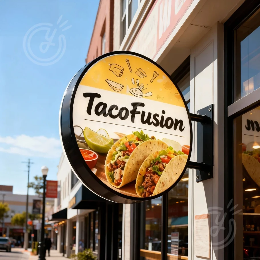 Exterior Double Sided Signage Sign Box Store Front Light Outdoor Decoration Circle Blade Illuminated Round Advertising Led Neon