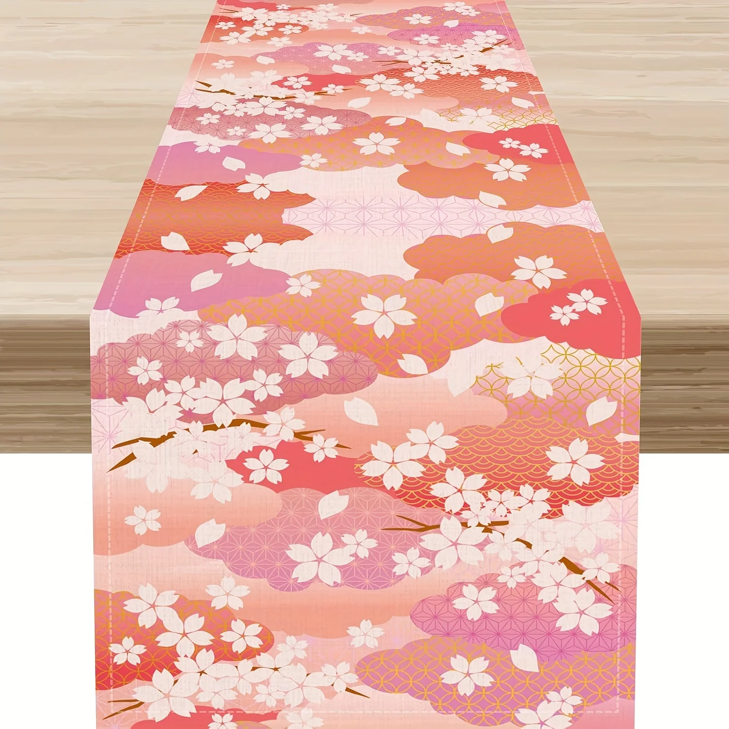 1 Piece of Rustic Pink Floral Cherry Blossom Spring/Summer Table Runner, Suitable for Farmhouse, Indoor, Kitchen, Celebrations, Table Decoration, Restaurant, and Banquet Decoration Supplies