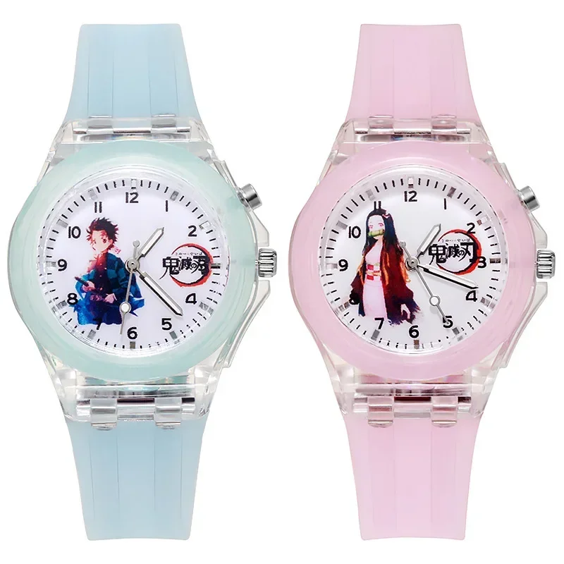 Reloj LED Noctilucente de Anime Demon Slayer, Kimetsu No Yaiba, Figura de Dibujos Animados, Tanjirou, Zenitsu, Nezuko, Reloj de Juguete, Regalos