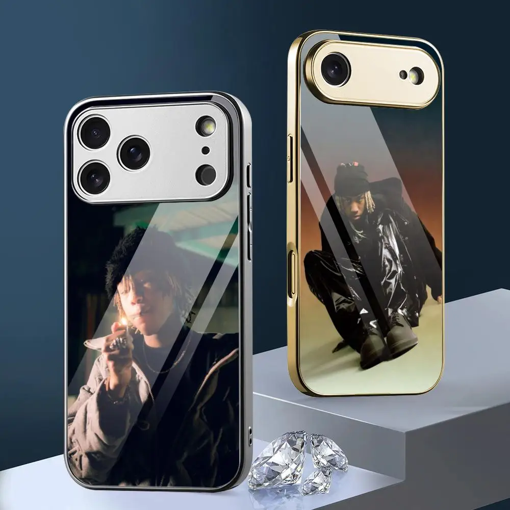 Funda para Teléfono Rich A-Amiri Singer, para iPhone 17 16 15 14 13 12 Pro Max Plus, Metálica Electrochapada, Antigolpes