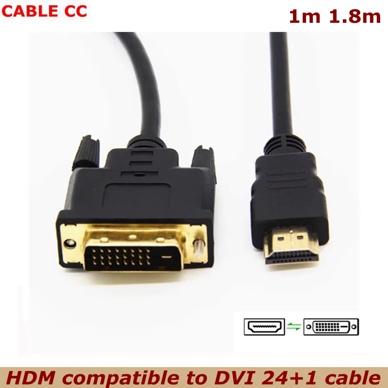 DVI To HDTV Cable HD To DVI Compatible Cable 1M 1.8M 1080P 3D DVI D 24 1 Pin Adapter Cables For TV BOX DVD PC Projector