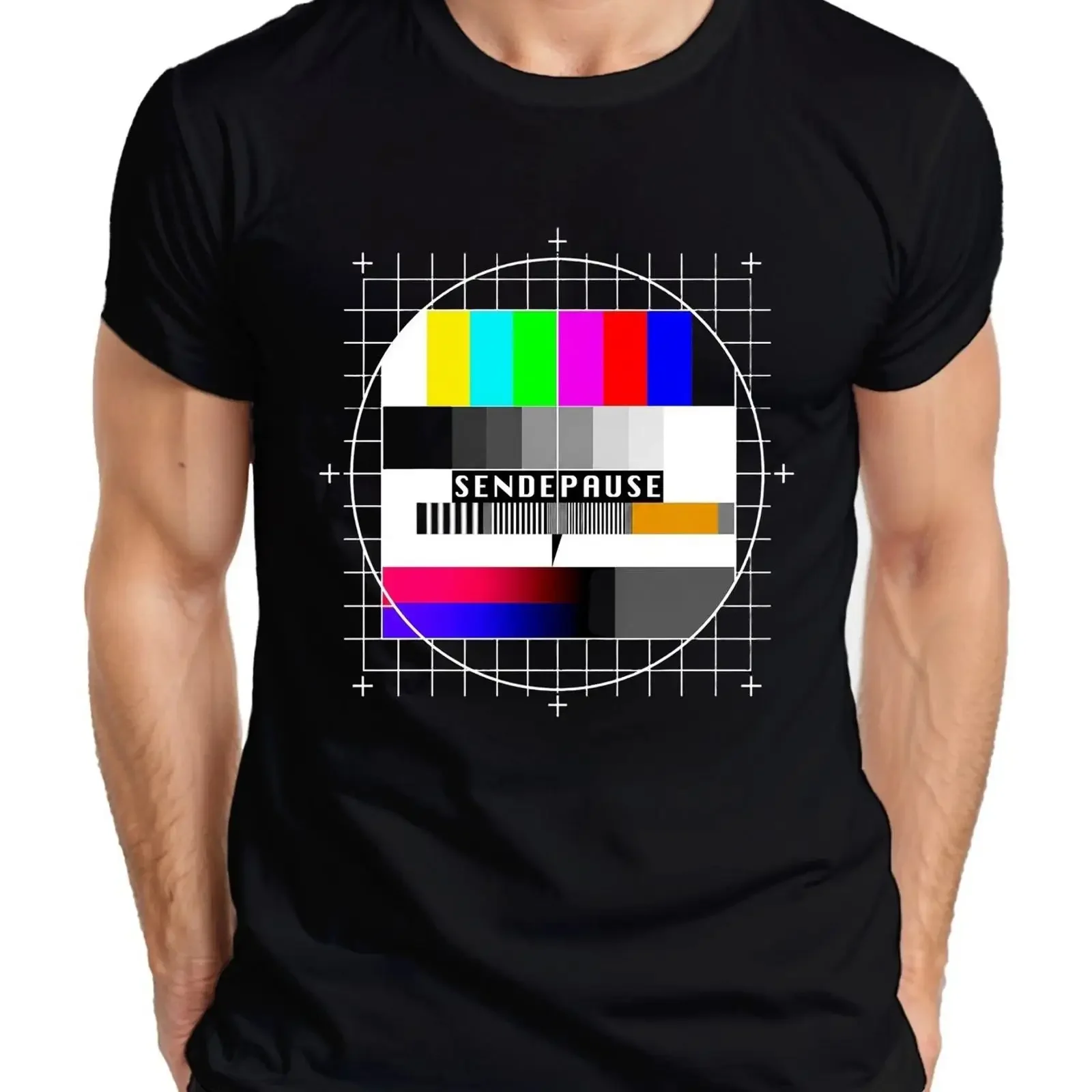 TV test pattern retro vintage television 80s 90s interference men's t shirt image 1 of 4 vintage Washed streetwear Slightly