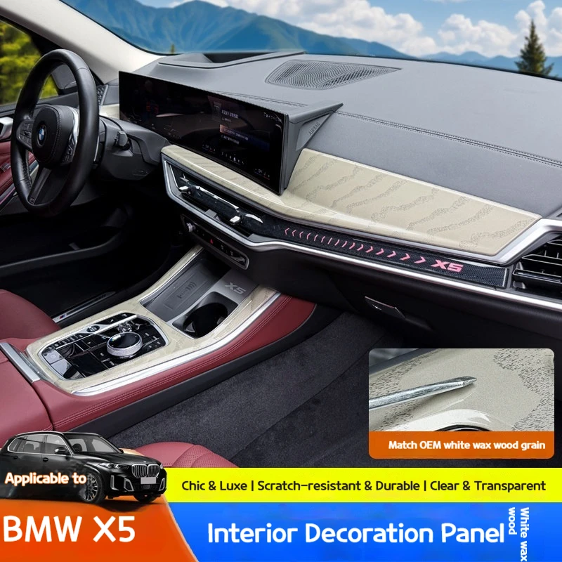 

For BMW X5 X6X7 G05G06G07 2023-2026 Central control interior panel gearshift instrument panel white walnut wood decorative items