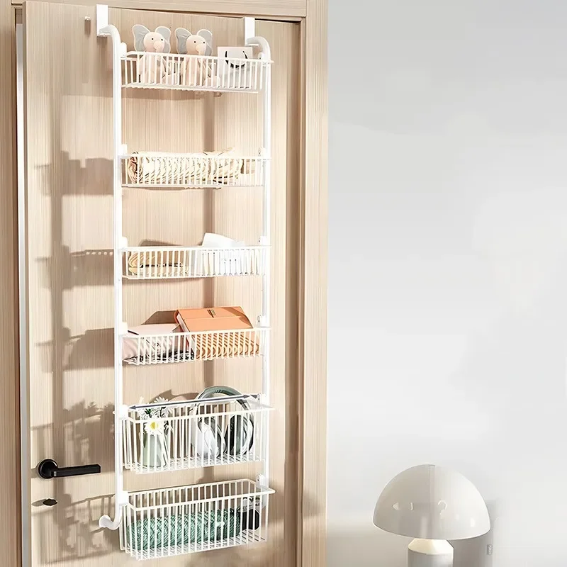 

6-Layer wall-mounted steel storage rack, kitchen metal door hanging organizer, functional storage rack