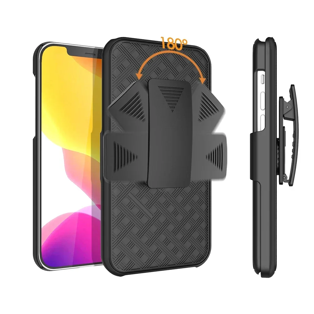 Capa para iPhone 16, 14, 13, 12 Pro, Mini, 11 Pro Max, X, XS, 7, 8, Telefone Shell Holster Combo Case, Kickstand, cinto de cintura Clipe, 15 Mais, 2em 1