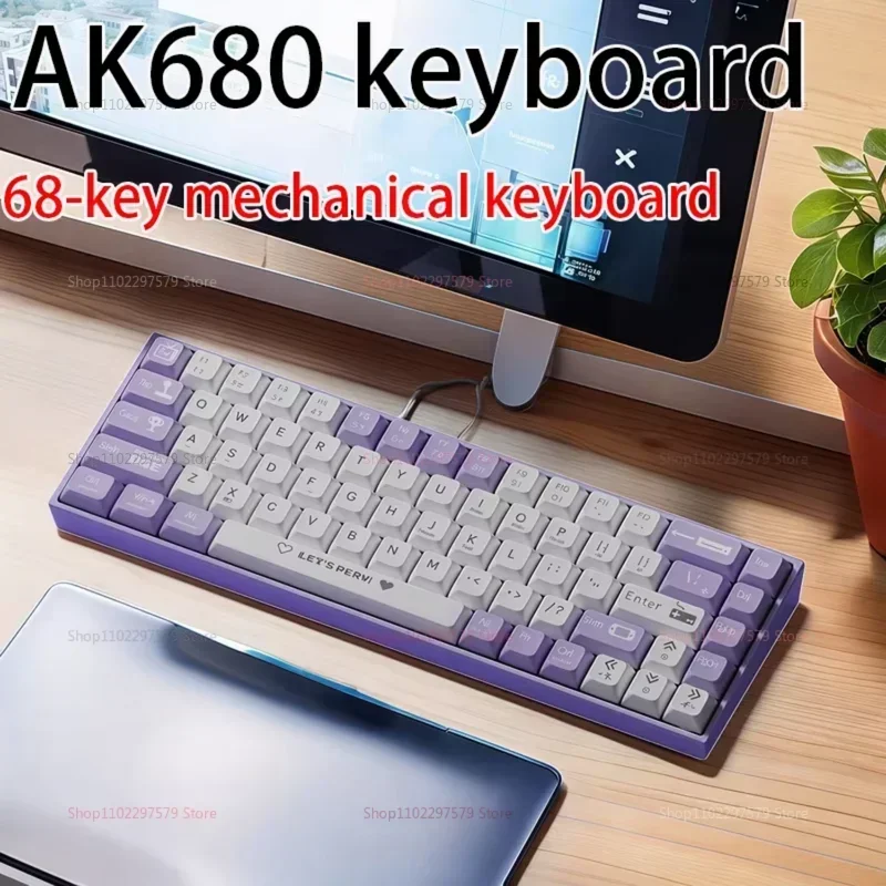 

Игровая механическая клавиатура AK680 с проводным подключением, 68 клавиш с возможностью горячей замены, эргономичная, для киберспорта и офиса, для ПК и ноутбуков, USB Type-C