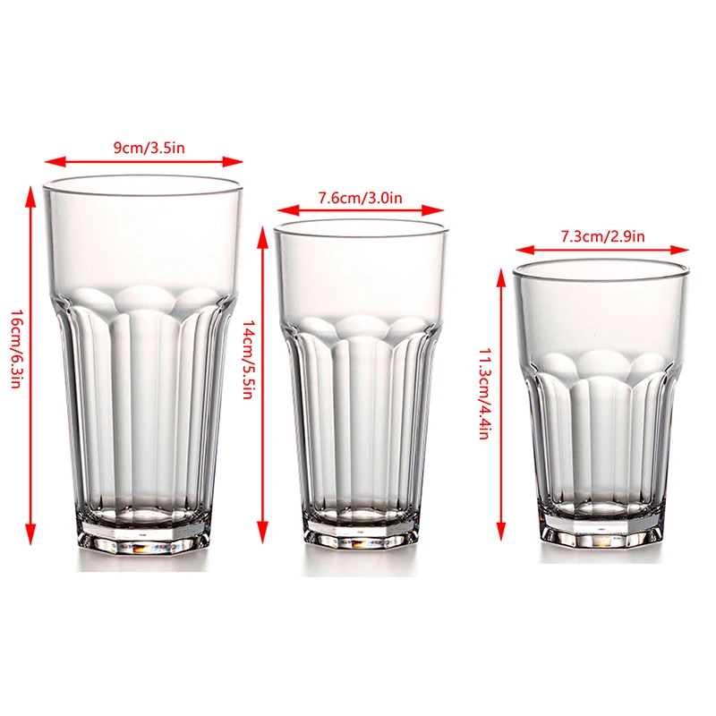 Anti-Drop Achteckige Tasse Bar KTV Kommerzielle Wasserbecher 290/380/560 ml Trinkbecher Wiederverwendbare Acryl-Bierbecher Transparent