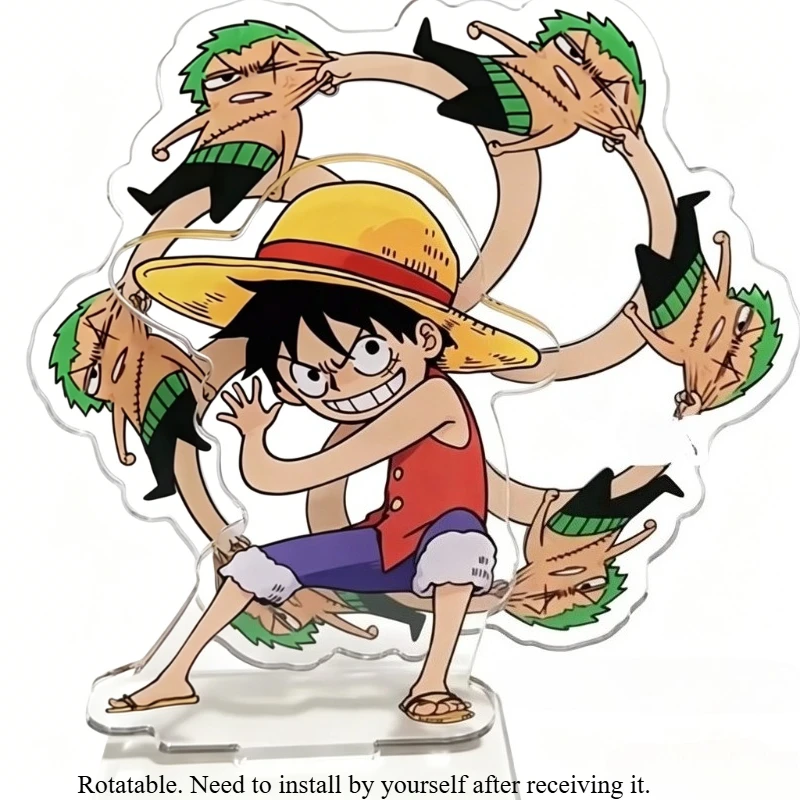 Figura de acrílico giratoria de One Piece Monkey D. Luffy, diseño de dibujos animados, personalizada, abstracta, para coleccionistas, venta al por mayor