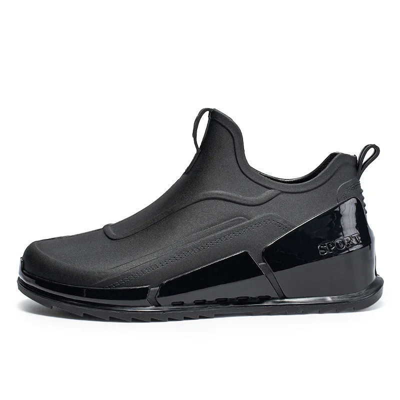 Modne buty przeciwdeszczowe dla mężczyzn wodoodporny PVC Slip on Shoes Outdoor Casual wędkarstwo praca wygodne obuwie męskie Botas De Lluvia