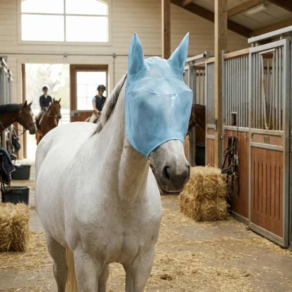Breathable Mesh Horse Fly Mask Anti-Mosquito Wind Sand Protection Horse Head Cover Fly Bite Protection Lightweight Horse Mask