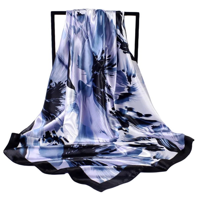 European and American fashion autumn and winter new 90 color imitation silk feather square scarves available in stock