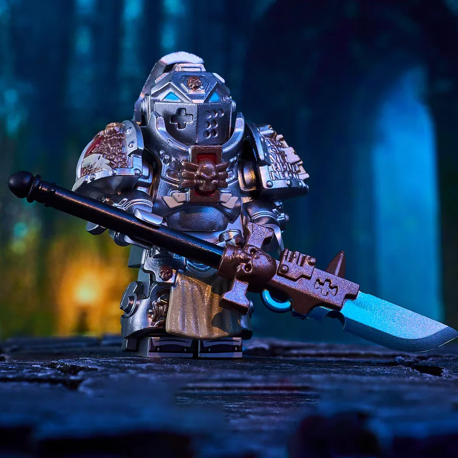 3D MOC Modell Retro Grauer Ritter Terminator Space Marine Schwarzer Tempelritter Mittelalterliche Ritterfigur Schreibtischdekoration Abschlussgeschenk – Detail 2