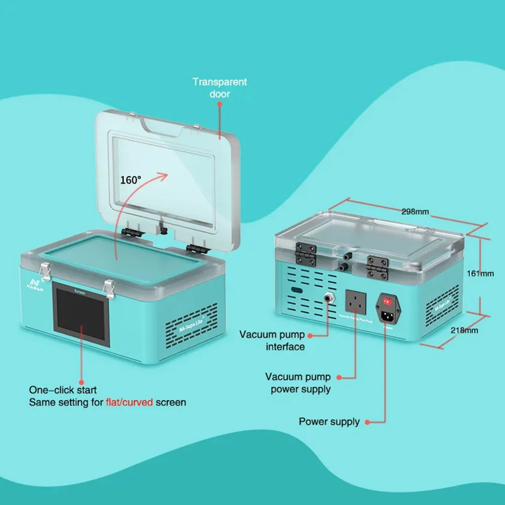 Nasan Supa Lite Vacuum Laminate Machine Set B2+ OCA Bubble Remover SP23U Separator for Flat Curved Touch LCD Screen Phone Repair