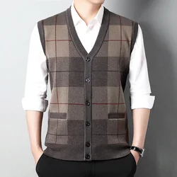 Men's Thickened Casual Sweater Tank Top Autumn and Winter Warm Men's Cardigan Tank Top