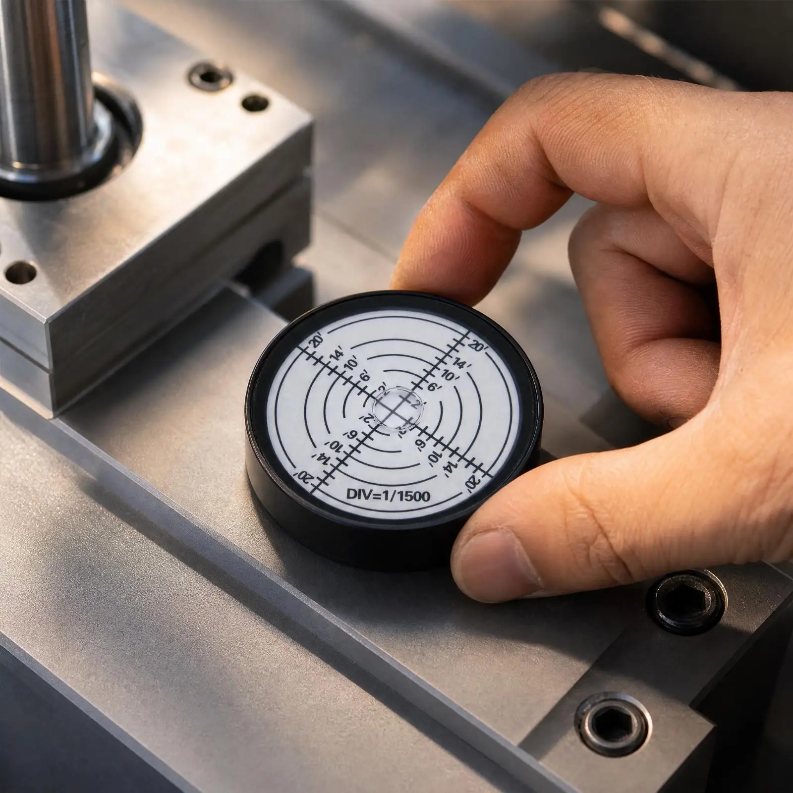 Precision Round Level Gauge Aluminum Casing Spirit Level with Graduation Lines for Machinery Setup