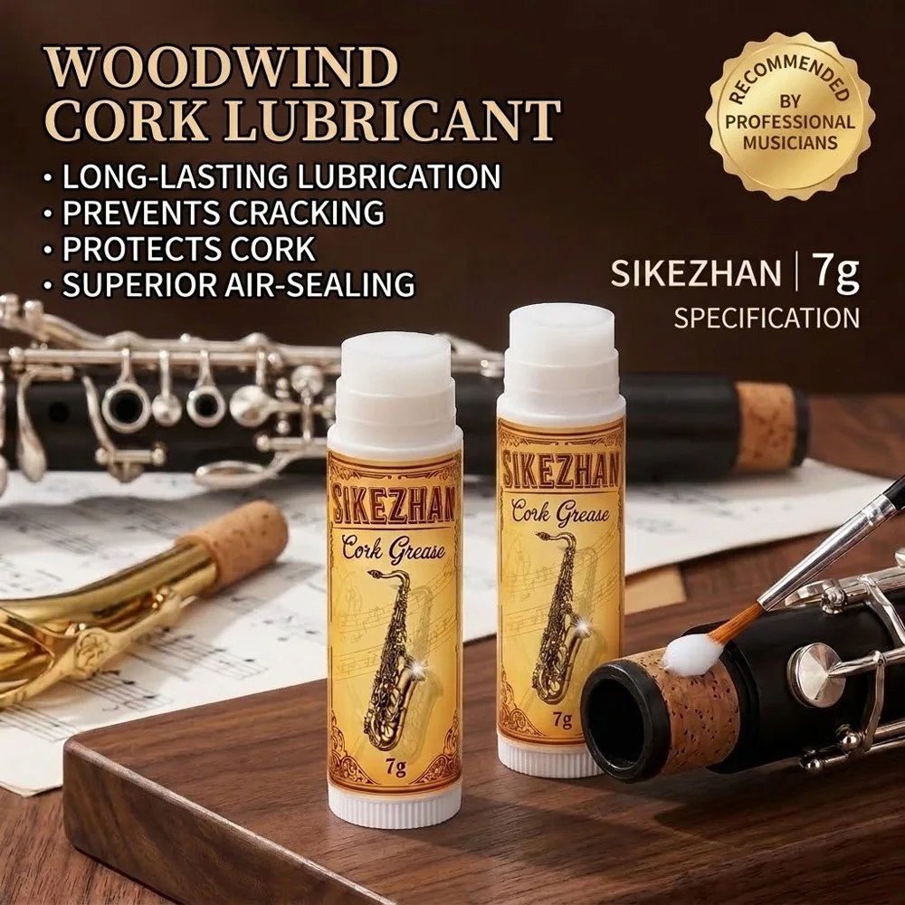 7g Cork Grease Stick Organic All Natural Lubricant for Clarinet Saxophone Oboe Woodwind Instrument Joint Care Maintenance