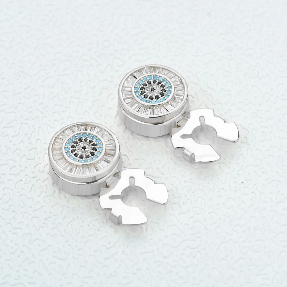 ICEYY Micro Pave Zircon Lucky Evil Eye Button Cover or Cufflinks for Mens or Womens Shirt,  Accessories Clothing Buttons