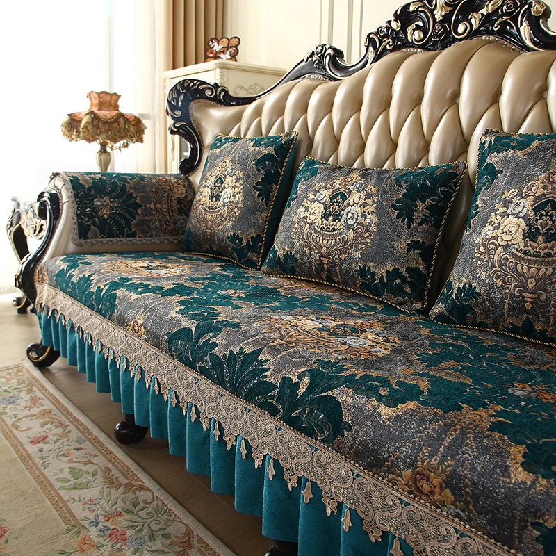 Anti-slip Sofa Cushion Jacquard Retro Sofa Cover Anti-Slip Living Room Couch Cover Home High-Grade Four Seasons Armchairs Cover