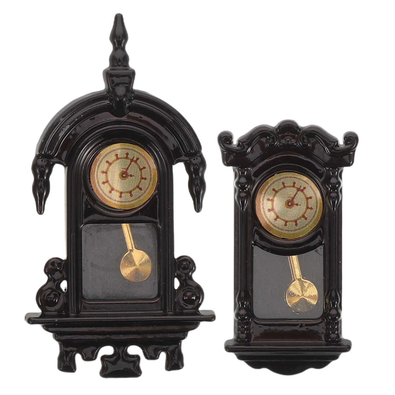 2 Pcs Miniature Wall Clock Dollhouse Furniture Accessories Decoration Decorative