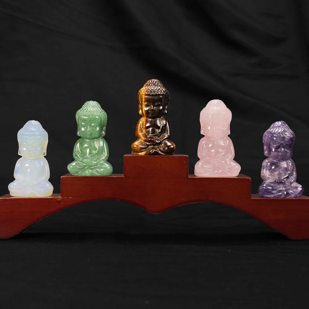 

50MM High Quality Sitting Buddha Natural Crystal Quartz Stone Carving Fengshui Gemstone Luck Home Decoration Birthday Gift