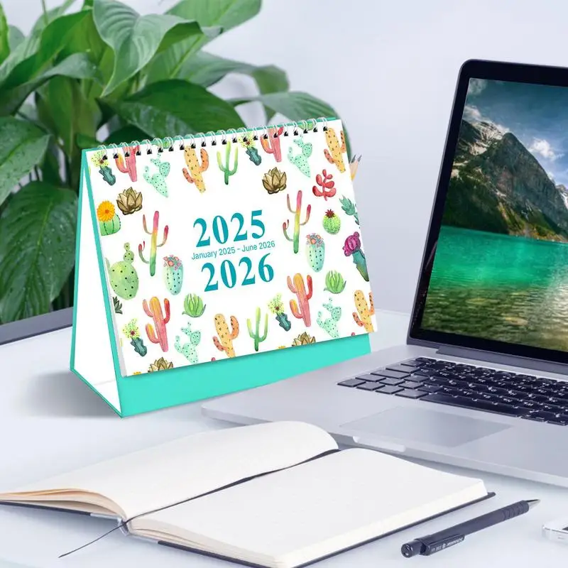 Succulent Calendar 2025 18 Monthly Calendar 7.1x8.1 Inch Small Calendar January 2025-June 2026 Desktop Planner For Easy