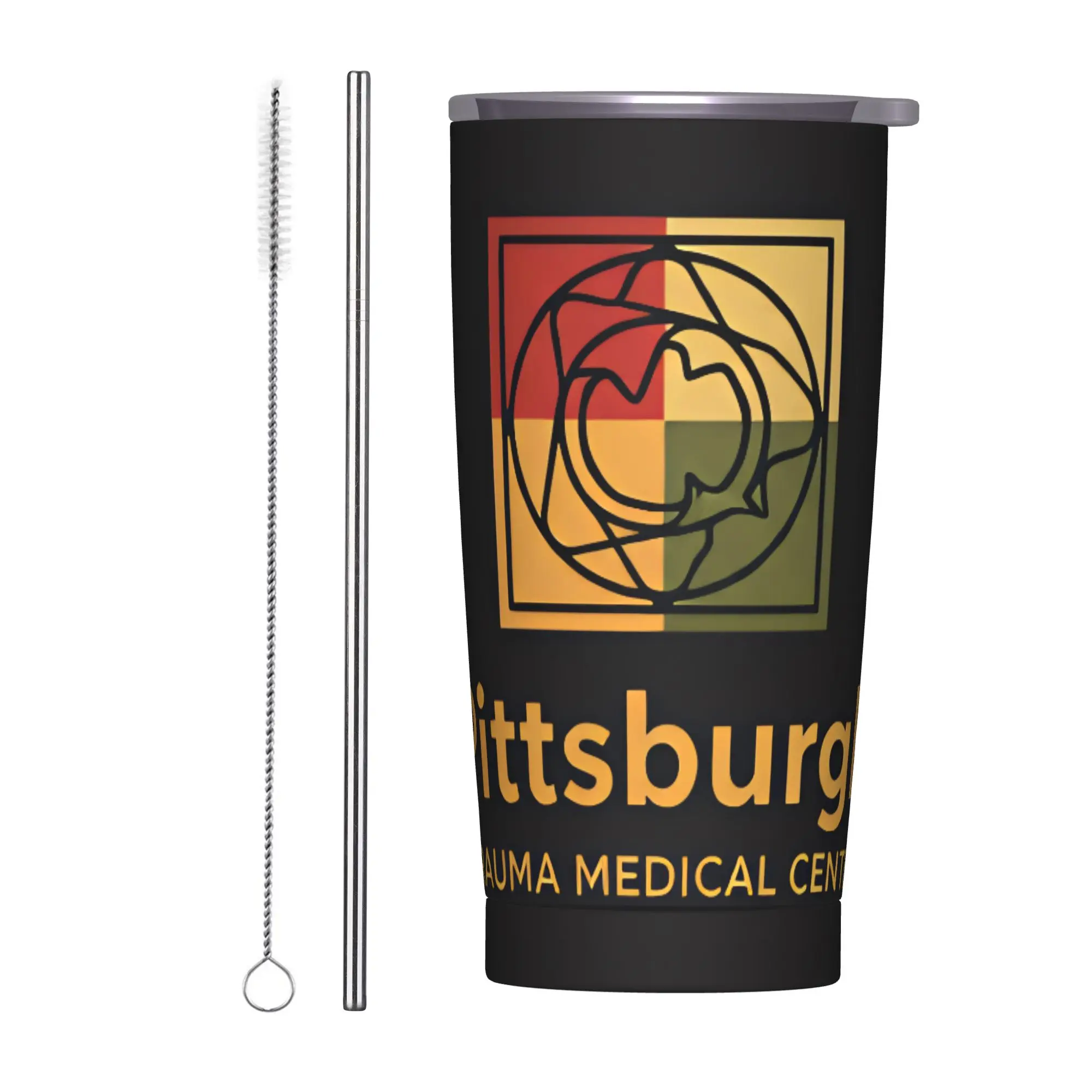 Stainless Steel Tumbler Pittsburgh Trauma Medical Center Car Mugs With Straws Cold Drink Water Bottle Leakproof Coffee Mug