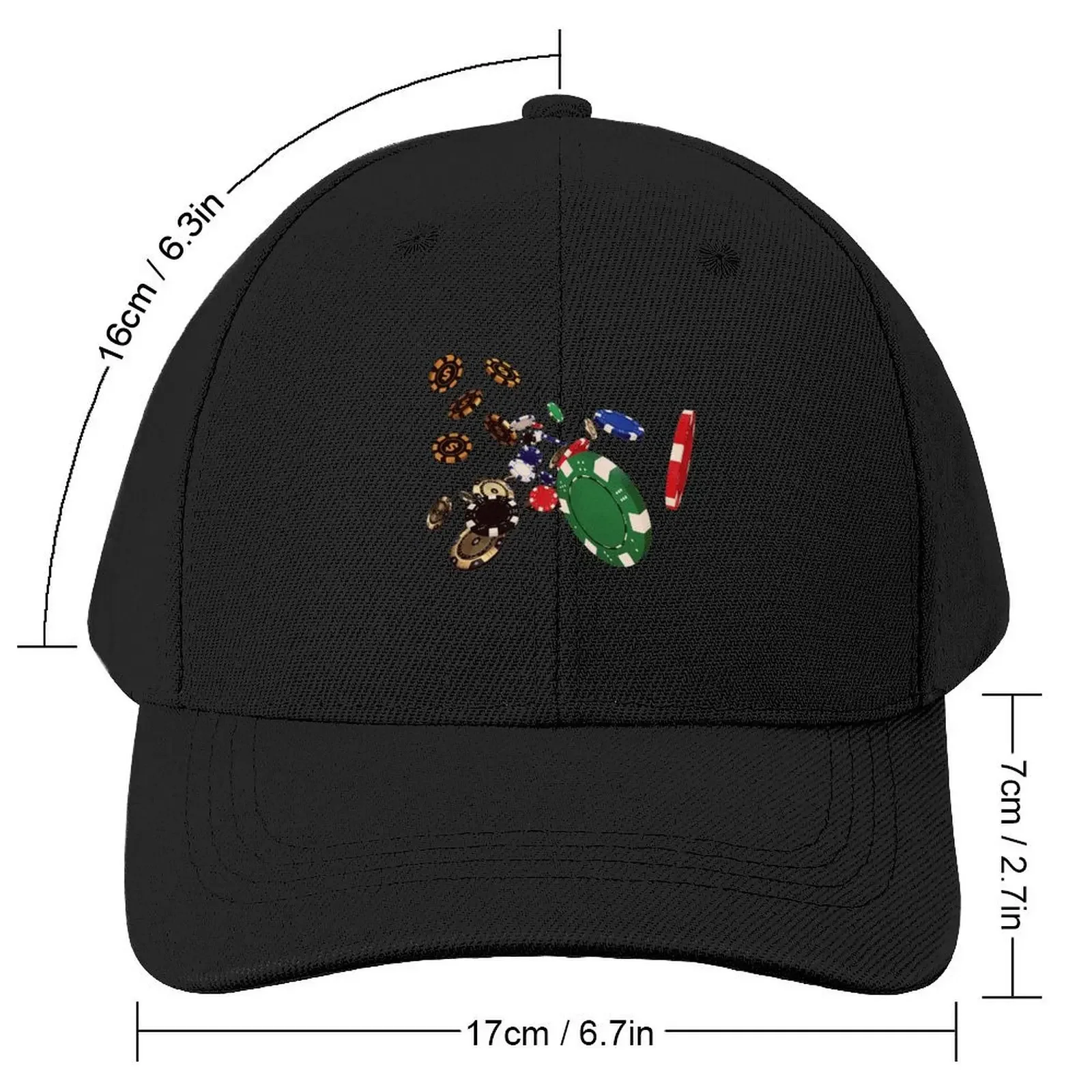 Bunch of Poker Chips And Play Money With 3D Effect Baseball Cap tea Hat hiking hat For Man Women's