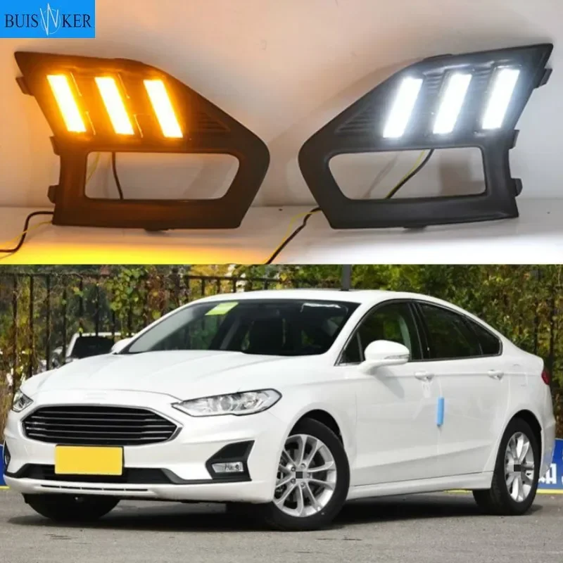

2Pcs For Ford Mondeo Fusion 2019 2020 LED DRL Daytime Running Lights LED Daylight Fog light waterproof