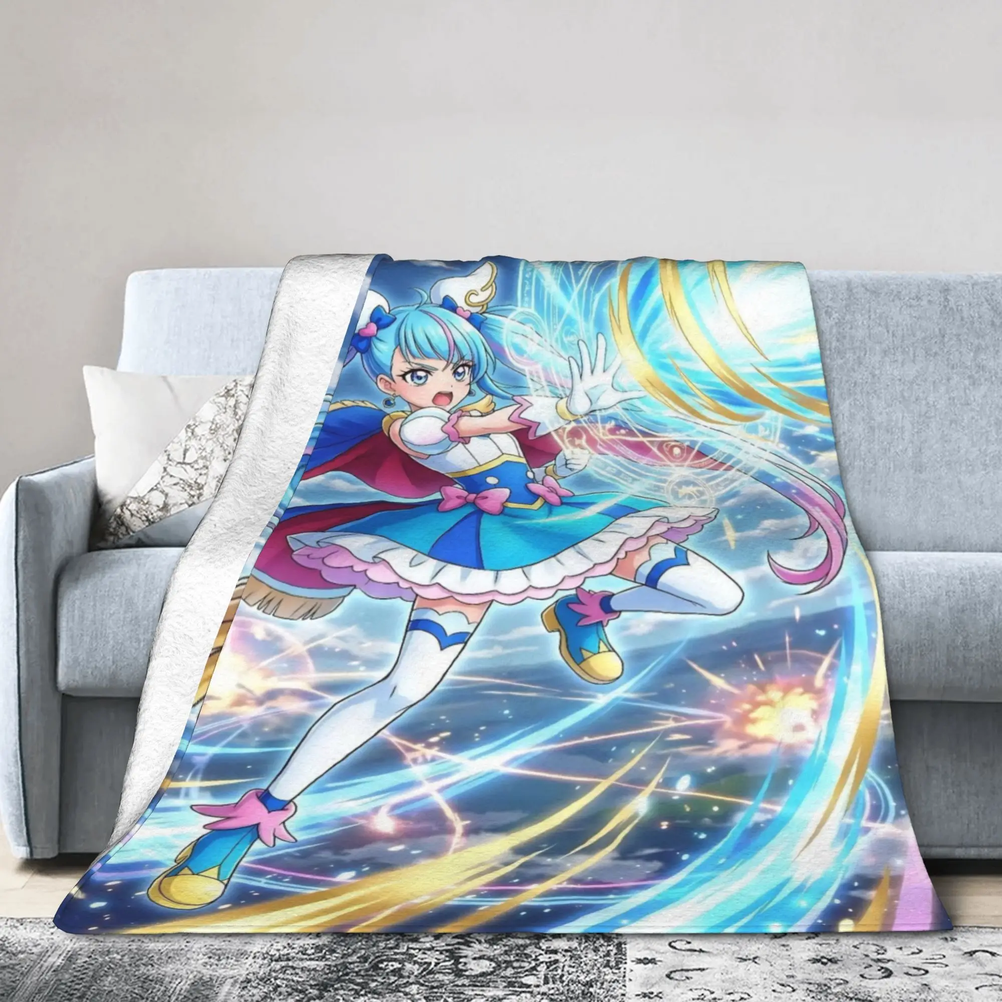 Soaring Sky Pretty Cure Blankets Fleece  Cozy Lightweight Thin Throw Blankets for Home Bedspreads