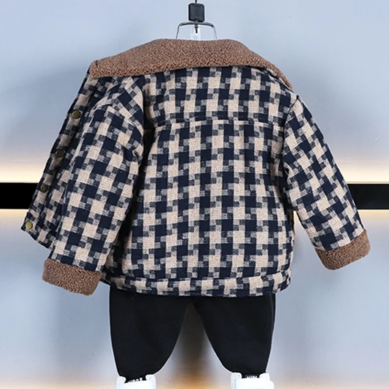 Boys Woolen Coat Overcoat Jacket Windbreak 2024 Cheap Warm Plus Thicken Autumn Winter Cotton School Children's Clothing