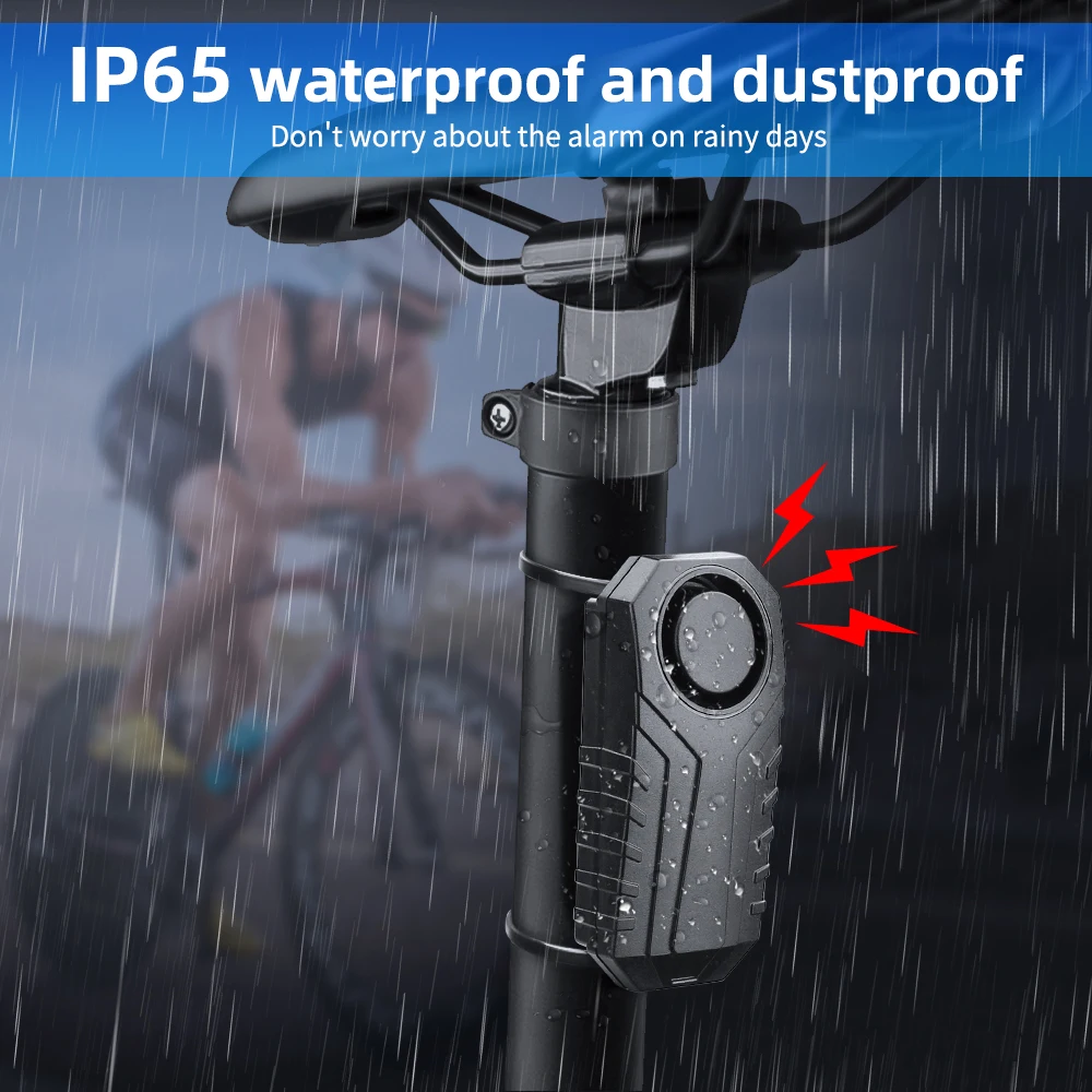 Rockbye Bicycle Burglar Alarm IP65 Waterproof Wireless Remote Control 113dB Type-C Rechargeable Motorcycle Anti-Theft System