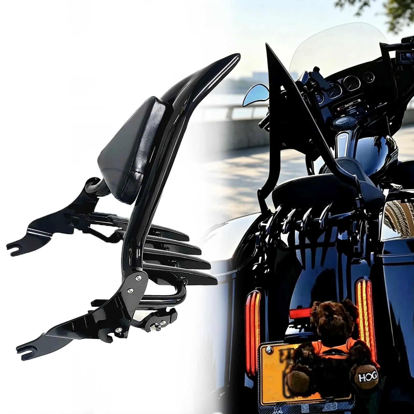 Luggage Rack Passenger Backrest Sissy Bar For Harley  2009 Up 2021 2026 Road King Street Glide CVO Touring