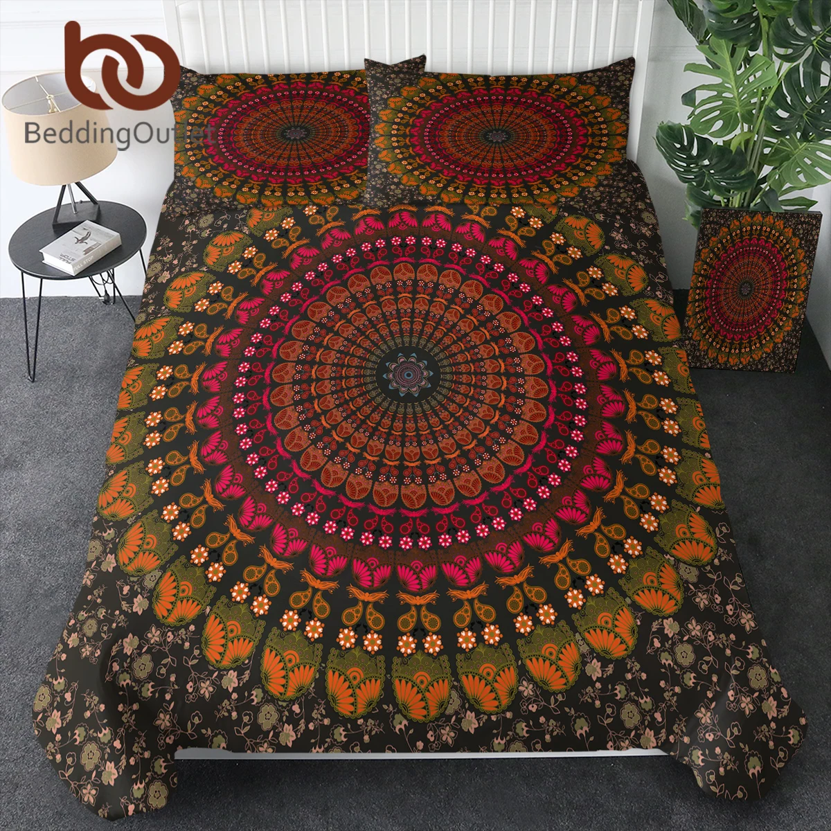 

BeddingOutlet Colorful Mandala Boho Chic Hippie Duvet Cover For Kids Adults Bedroom Decor Polyester Quilt Cover With Pilowcases