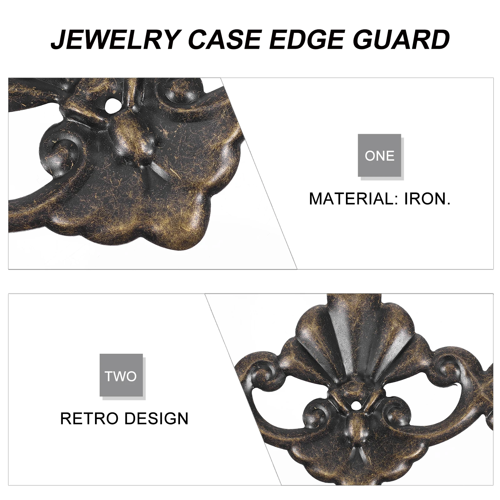 

8 Pcs Furniture Corner Protectors Bronze Retro Iron Guard Desk Jewelry Box Right Angle Durable Vintage Style Furniture Box