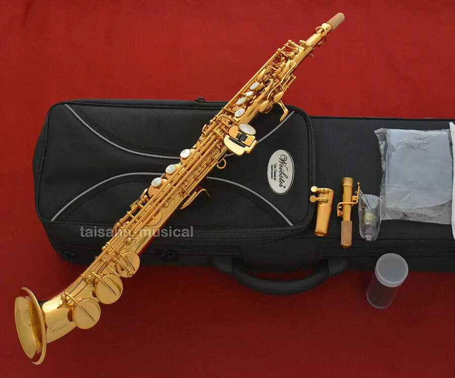 

Yellow Brass Soprano saxophone GOLD Pipe Saxello Saxophones Curved bell WSS-651