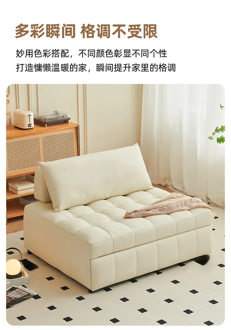 Cream wind retractable single sofa bed multi-functional small apartment dual-purpose 1 meter 2 double fabric sofa folding model