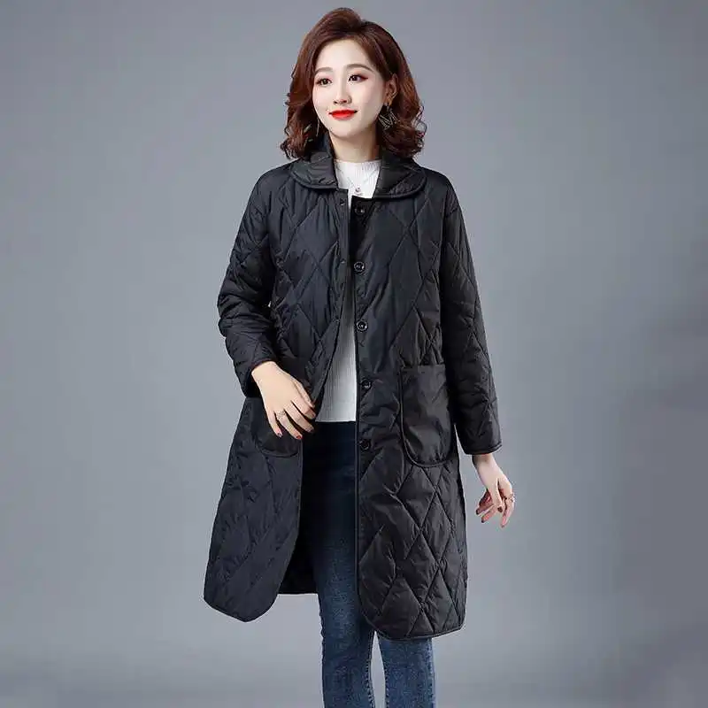 Women Parkas Coats Solid Jackets Pocket Turn Down Collar Long Sleeves Long Y2k Loose Single Breasted Casual 2025 Winter Autumn