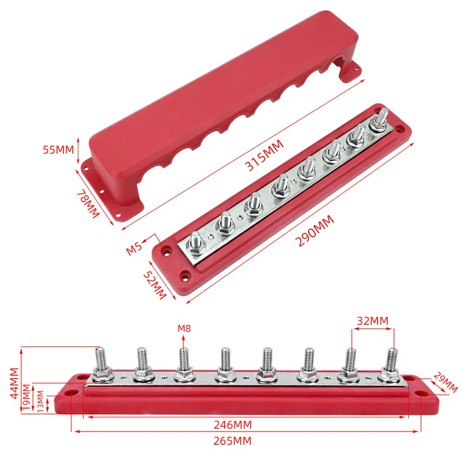 

Power Distribution Block 48V 300A Marine Busbar Block Electric Terminal High Current Panel for Boat Car Truck