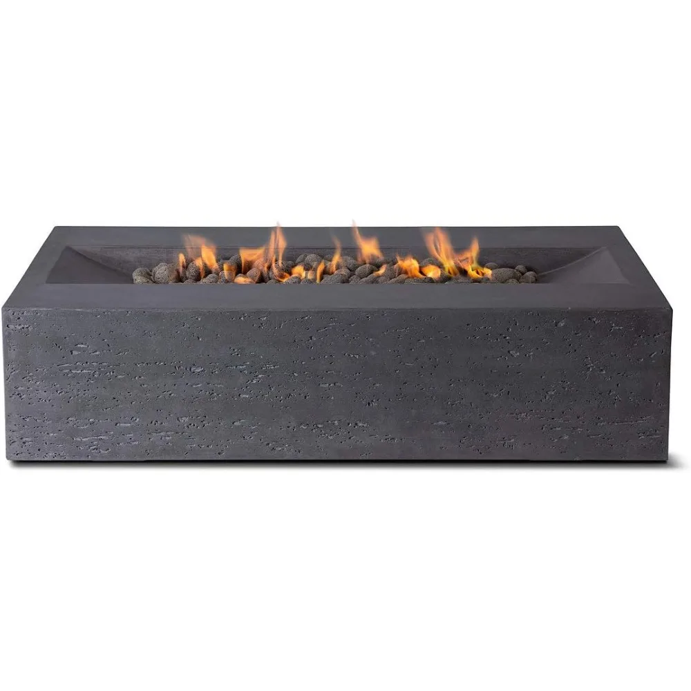 

Outdoor Concrete Fire Pit Table, 48 X 30 Inches - Propane Model in Charcoal Gray Color