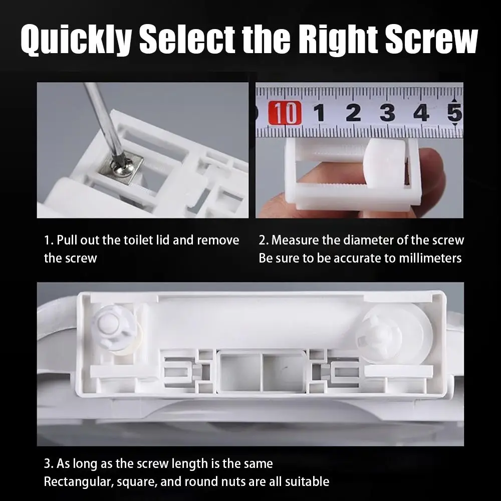 Hinge Repair Bolts Bathroom Fittings Screws Washers Set Universal Replacement Toilet Lid Seat Cover Plate Replacement Set Screws
