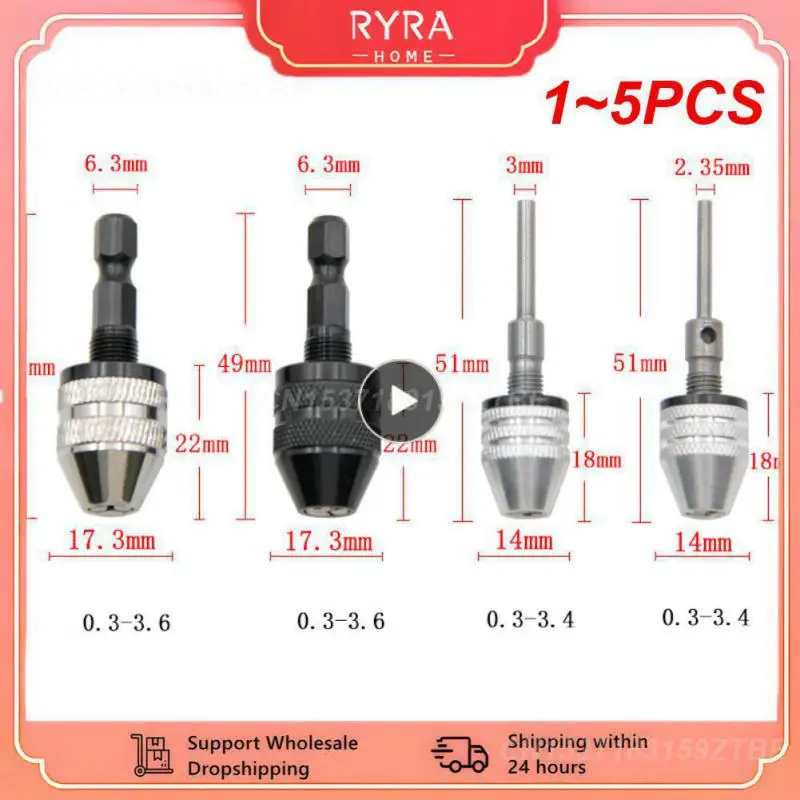 1~5PCS Drill Chuck Keyless Screwdriver Impact Driver Adaptor Electric Micro Motor Clamp Mini Chuck Fixture Hex Shank Drill Bits