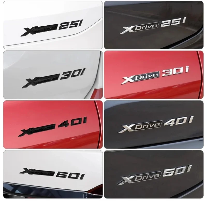 New Chrome Black Fender & Trunk Emblem Sticker for BMW 3/4/5/6/7/8 Series X1 X3 X4 X5 X6 Z4 GT  SDrive XDrive EDrive Badge Decal