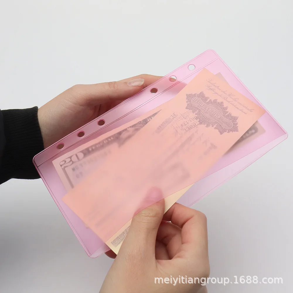 Colorful PVC Side-Opening Single Pocket Binder A6 Mini Zipperless Binder Storage Bag 6-Hole Refill Stationery