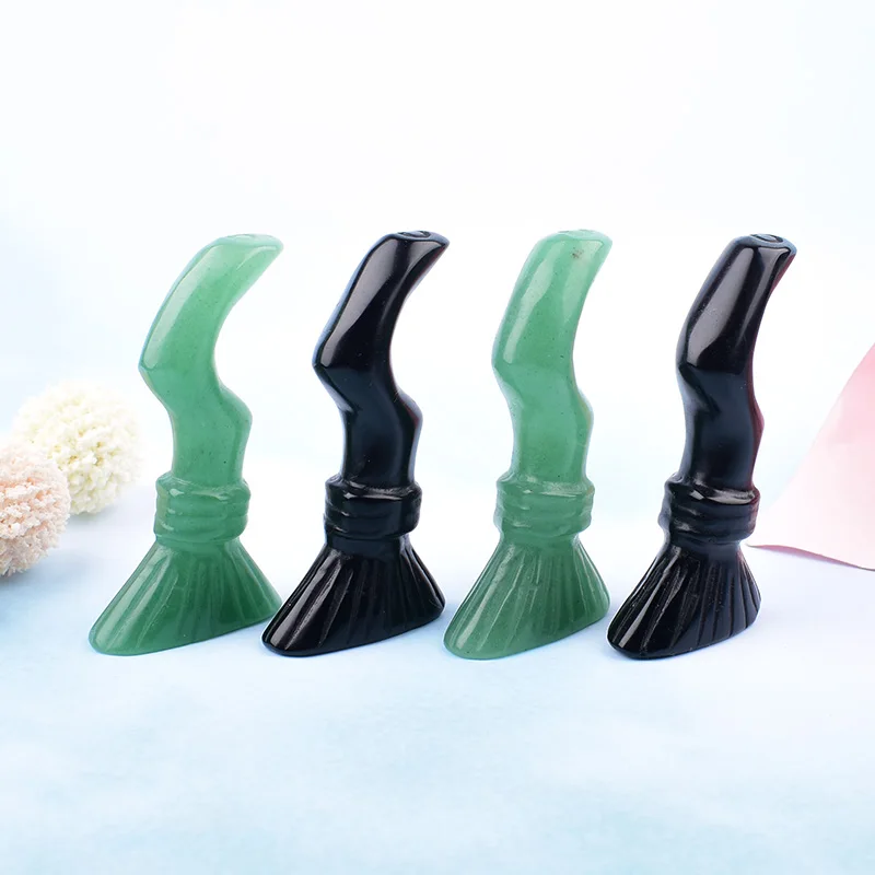 Natural Crystal Stone Magic Broomstick Decoration Ore Mineral Crafts Holiday Decoration Gifts Healing Reiki Home Decor Souvenirs