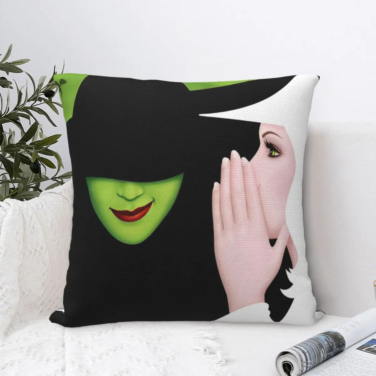 Wicked Elphaba & Glinda Pillow Case Movie Musical Cushion Cover Customized Zipper Decor Pillowcover for Home 40*40cm