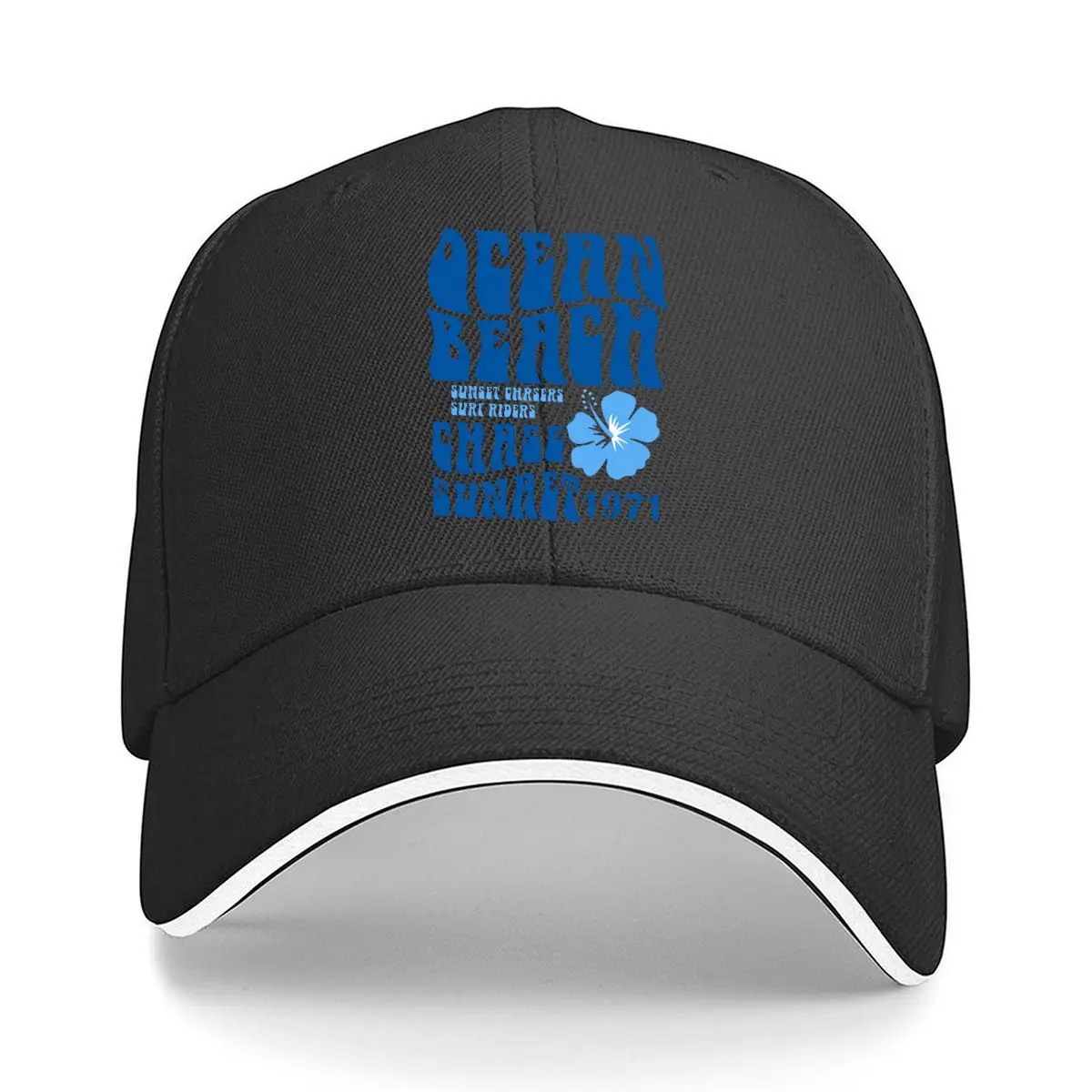 Ocean Beach Chase Sunset 1971 Surf Riders Flower Sandwich Baseball Cap Sun Cap Outdoor Workouts Hat