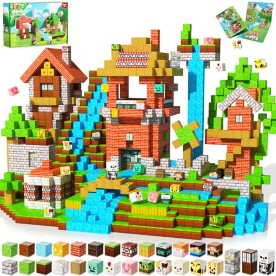 

300 PCS Magnetic Blocks for Age 3+ ABS Plastic Bright Colors Strong Neodymium Magnets Safe Rounded Edges Educational STEM Toy f